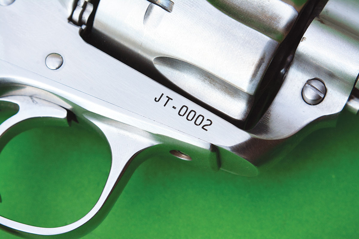 Brian’s sample gun is serial number JT-0002, with JT-0001 being presented to John Taffin.